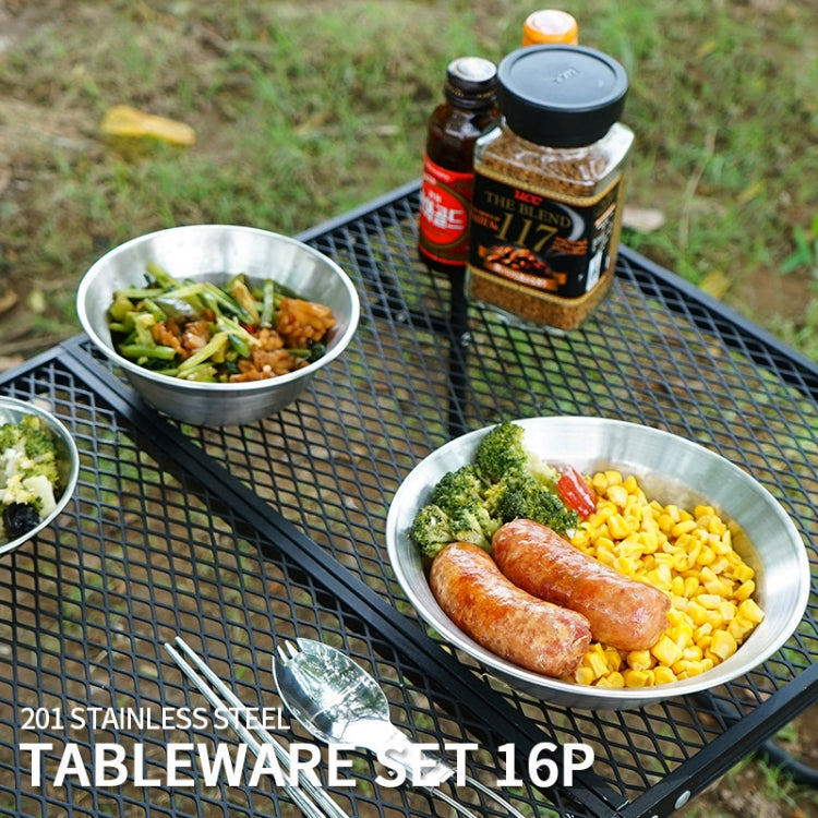 CLS Outdoor Stainless Steel Tableware Portable Camping Dinner Bowl Plate Kit Reluova