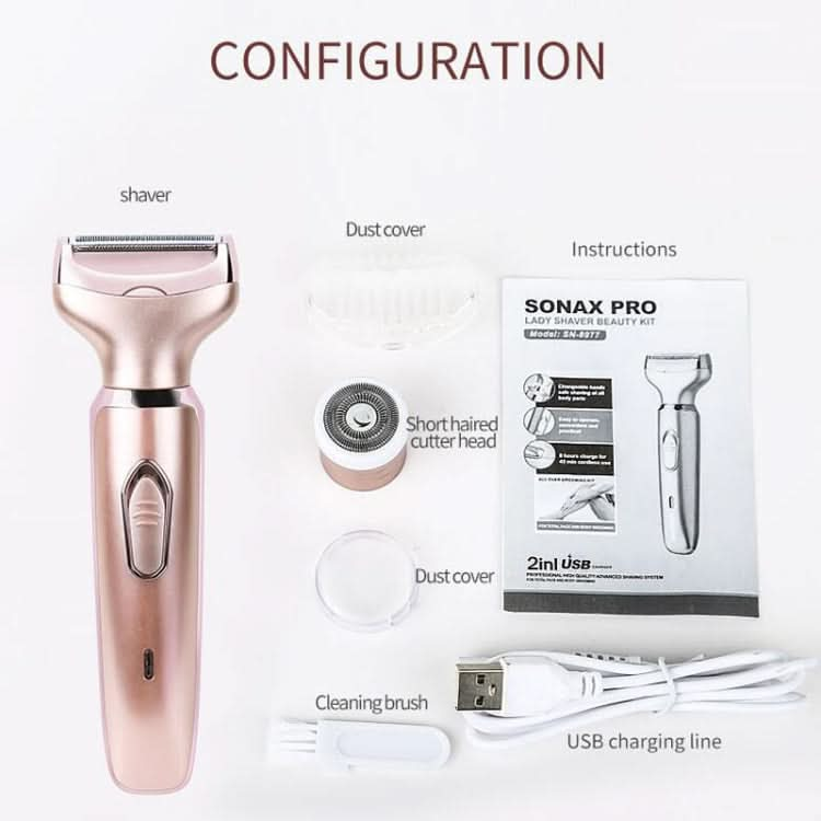 SONAX PRO SN-8977 Ladies Shaver 2 In 1 Washable USB Charging Hair Removal Device Reluova