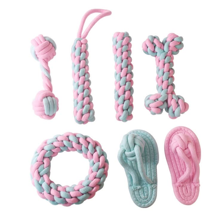 Cotton Rope Dog Molar Teeth Cleaning Toy Candy Color Woven Cotton Rope - Reluova