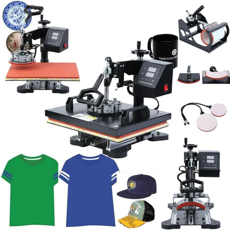 WL2938T 1200W 5 in 1 Heat Transfer Machine For T-Shirt Printing Heat Transfer Machine, EU Plug