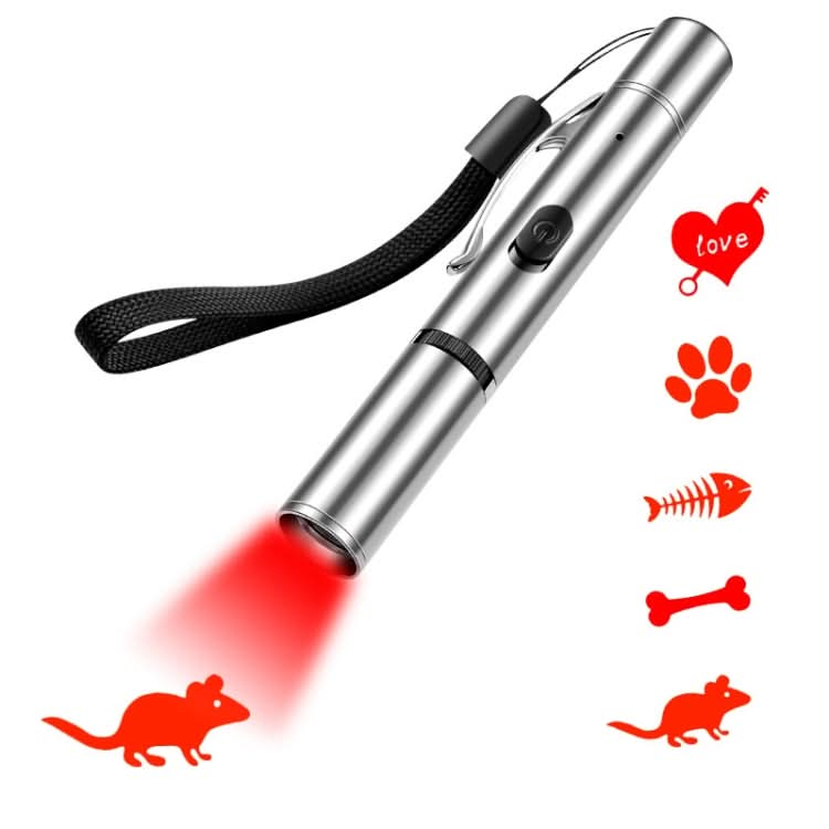 Rechargeable Projection Funny Cat Flashlight Multi-Pattern Pet Toy Stainless Steel Flashlight - Reluova