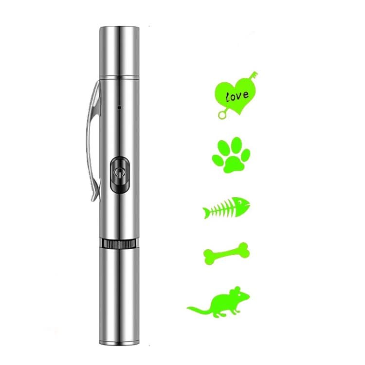 Rechargeable Projection Funny Cat Flashlight Multi-Pattern Pet Toy Stainless Steel Flashlight - Reluova