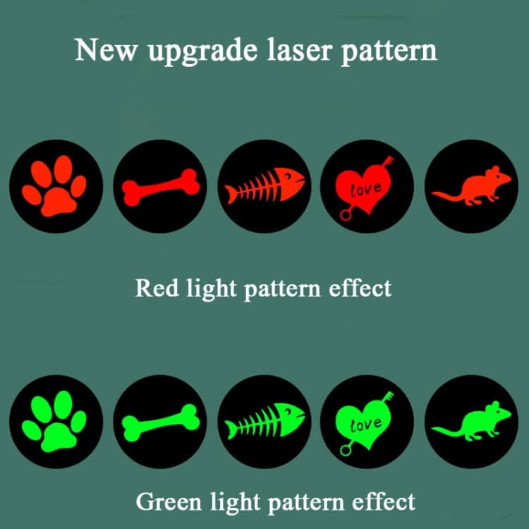 Rechargeable Projection Funny Cat Flashlight Multi-Pattern Pet Toy Stainless Steel Flashlight - Reluova