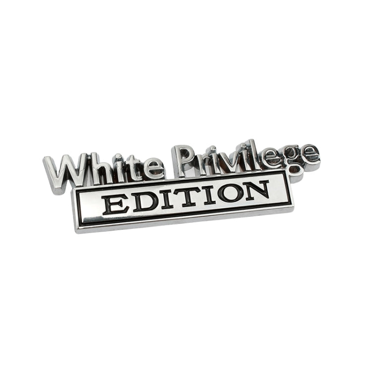 2 PCS Car Metal Leaf Board Car Logo White Privilege Edition Modified Car Body Sticker Sign-Reluova