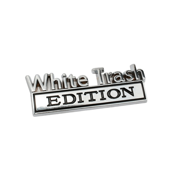 2 PCS Car Metal Modification Standard White Trash Edition Car Label Stickers-Reluova