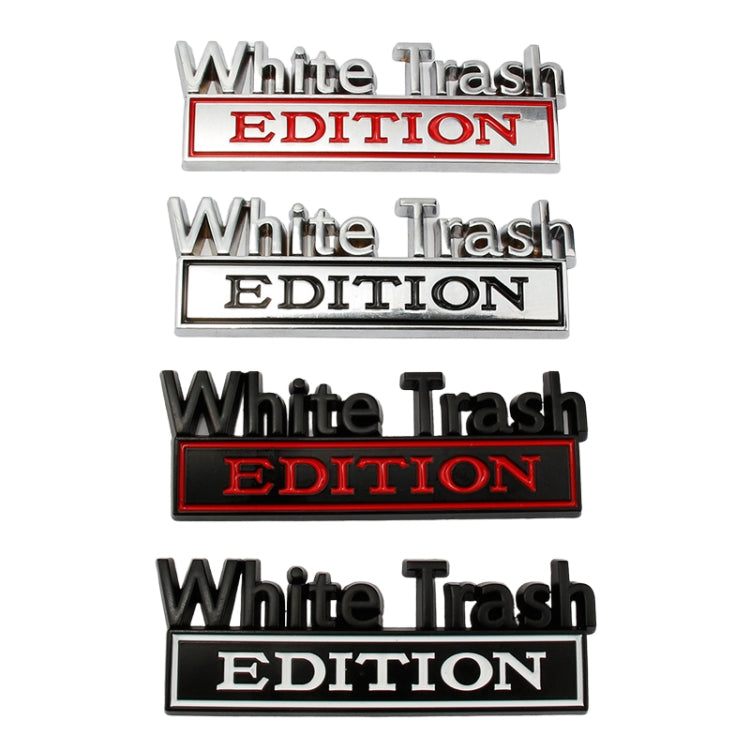 2 PCS Car Metal Modification Standard White Trash Edition Car Label Stickers-Reluova