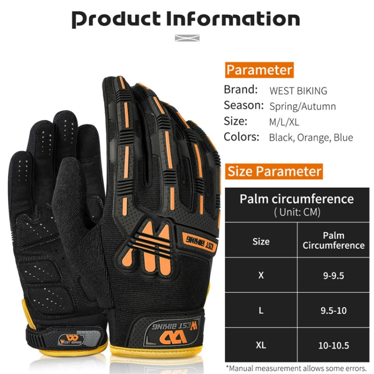 WEST BIKING YP0211208 Riding Gloves Motorcycle Bike Long Finger Non-Slip Touch Screen Gloves