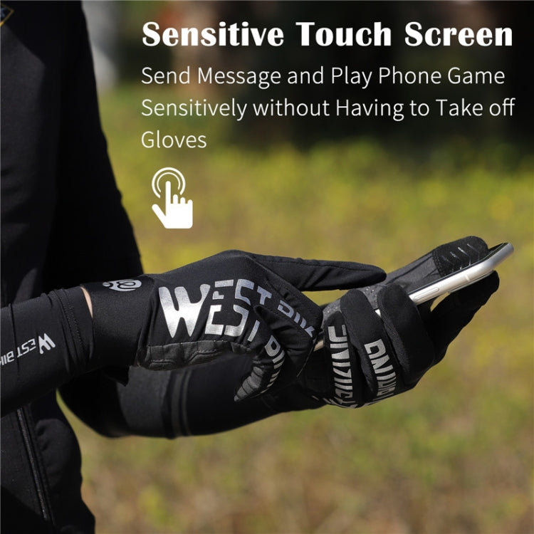 WEST BIKING YP0211214 Long Finger Shock Absorption Non-Slip Touch Screen Gloves Cycling Sports Gloves