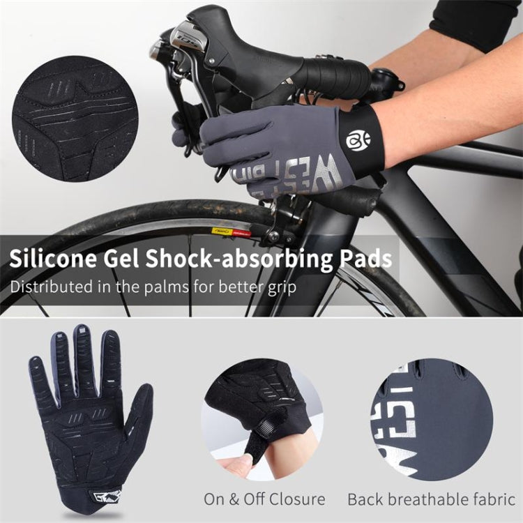 WEST BIKING YP0211214 Long Finger Shock Absorption Non-Slip Touch Screen Gloves Cycling Sports Gloves