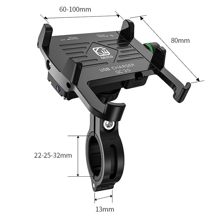 Kewig M6-S 12V Motorcycle Waterproof Aluminum Alloy Mobile Phone Bracket With QC3.0 Fast Charging ÎҵÄÉ̵ê