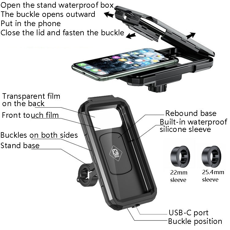 Kewig Bicycle Motorcycle Waterproof Box Mobile Phone Bracket Riding Touch Mobile Phone Fixed Seat ÎҵÄÉ̵ê