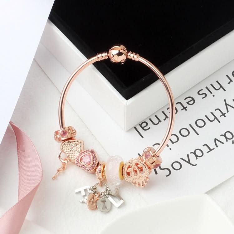 MGZ03 Rose Gold Love Heart Lock Decorative Bracelet, Length: Reluova