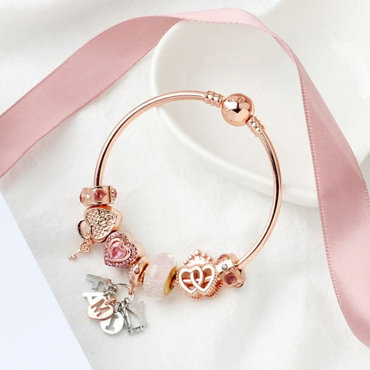 MGZ03 Rose Gold Love Heart Lock Decorative Bracelet, Length: Reluova