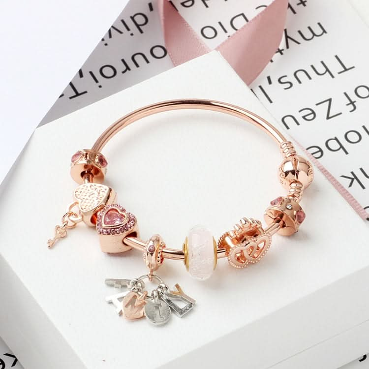 MGZ03 Rose Gold Love Heart Lock Decorative Bracelet, Length: Reluova