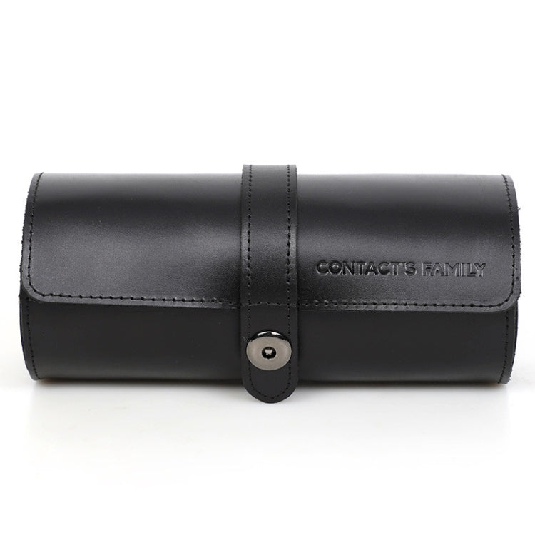 Contacts Family CF1117B 3 Watch Positions Leather Watch Box Round Buckle Outdoor Travel Watch Storage Box