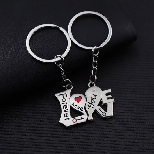 10 Pairs Metal Love Word Couple Keychain Pendant