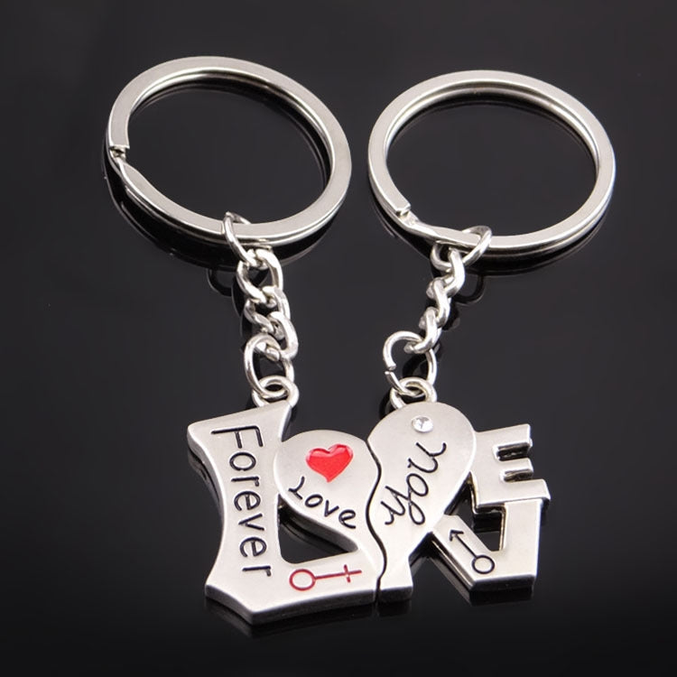 10 Pairs Metal Love Word Couple Keychain Pendant