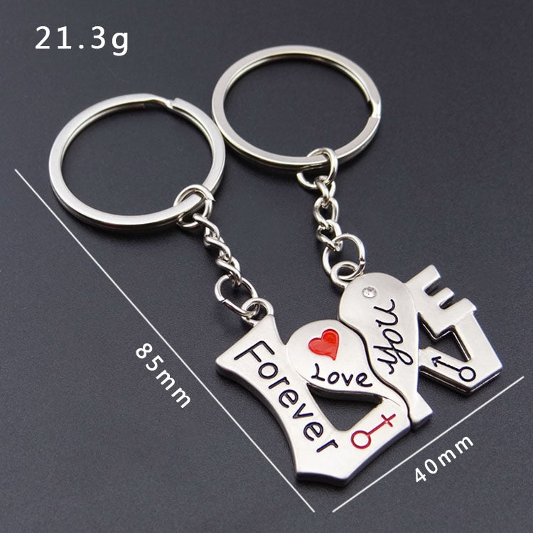 10 Pairs Metal Love Word Couple Keychain Pendant