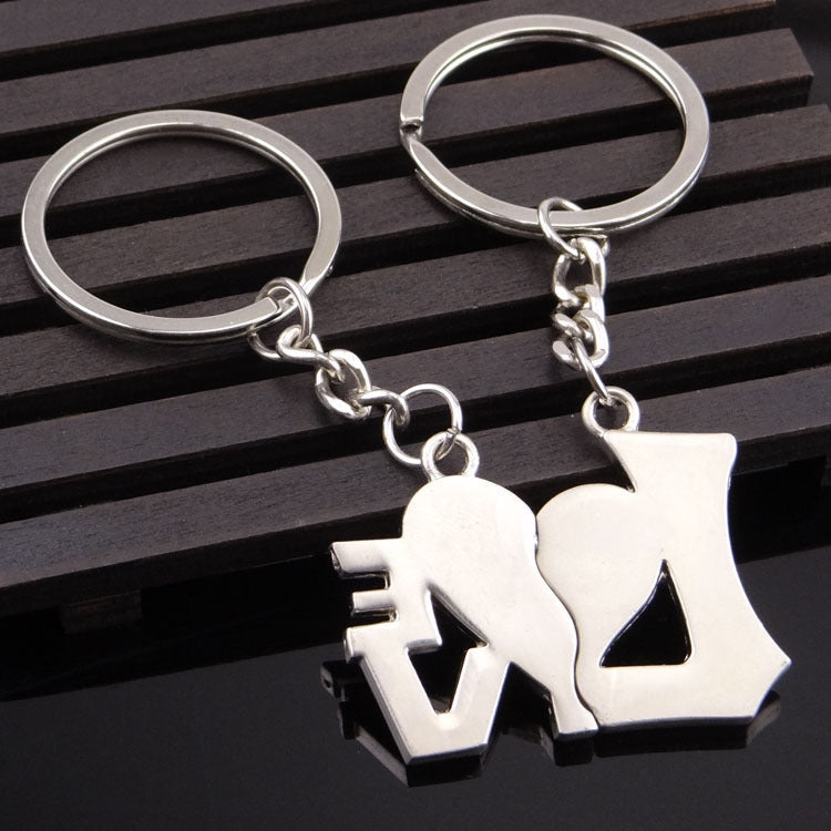 10 Pairs Metal Love Word Couple Keychain Pendant