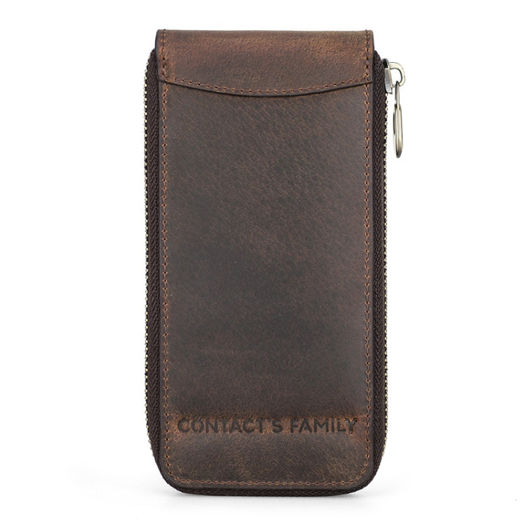 Contacts Family CF1121  Retro Crazy Horse Leather Watch Storage Box Single Watch Seat Portable Watch Zipper Bag Reluova