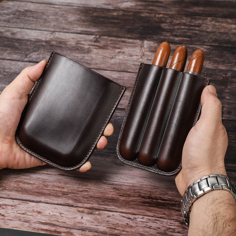 CF5003 Outdoor Travel Portable Cigar Humidor Leather Cigar Cover Can Hold 3 Cigars My Store