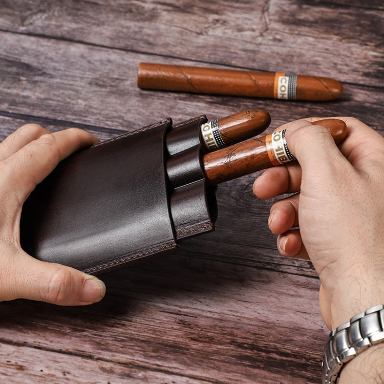 CF5003 Outdoor Travel Portable Cigar Humidor Leather Cigar Cover Can Hold 3 Cigars My Store