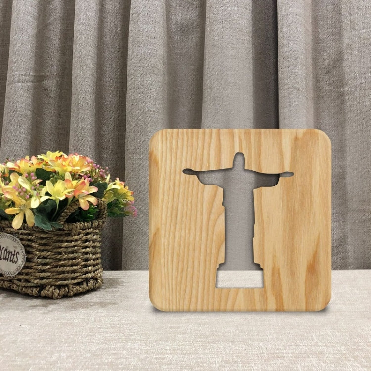 FS-T1971W 2.5W Jesus Pastor Table Lamp USB Solid Wood Hollow Night Light My Store