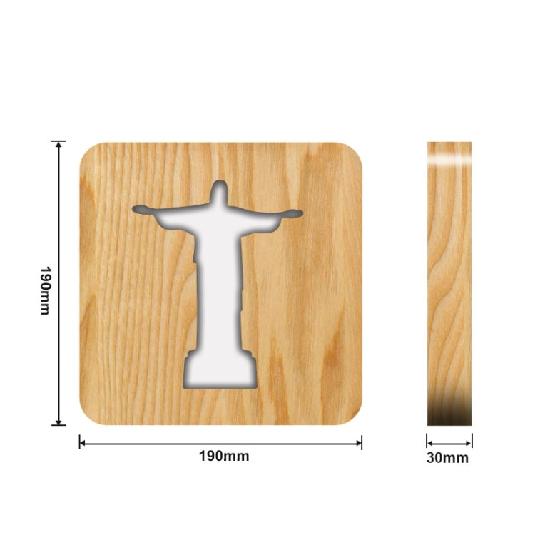 FS-T1971W 2.5W Jesus Pastor Table Lamp USB Solid Wood Hollow Night Light My Store