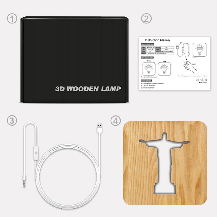 FS-T1971W 2.5W Jesus Pastor Table Lamp USB Solid Wood Hollow Night Light My Store