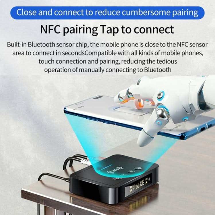 M6 NFC Bluetooth 5.0 Receiver & Transmitter & FM 3 In 1 Adapter