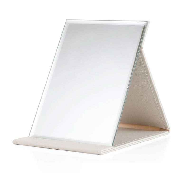 Folding Portable High-definition Makeup Mirror PU Leather Desktop Vanity Mirror,Size: Medium (Pink) Reluova