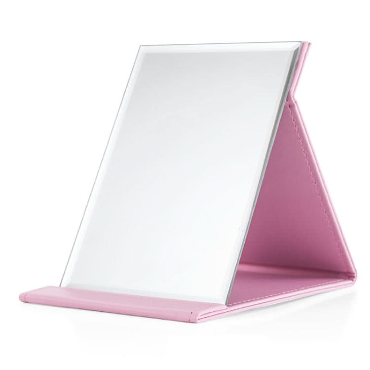 Folding Portable High-definition Makeup Mirror PU Leather Desktop Vanity Mirror,Size: Medium (Pink) Reluova