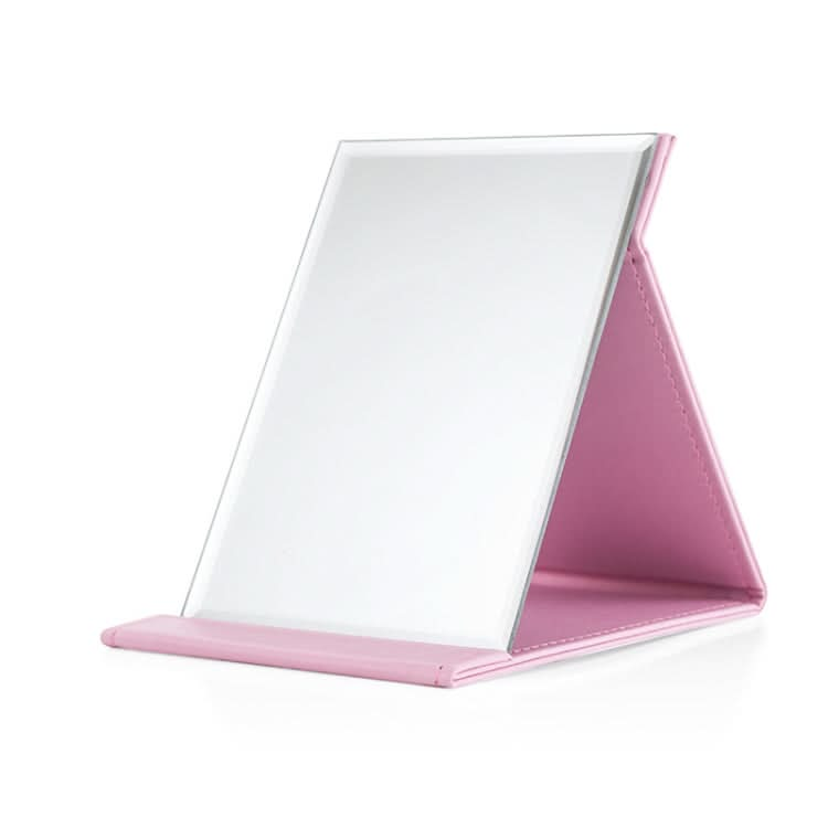 Folding Portable High-definition Makeup Mirror PU Leather Desktop Vanity Mirror,Size: Medium (Pink) Reluova