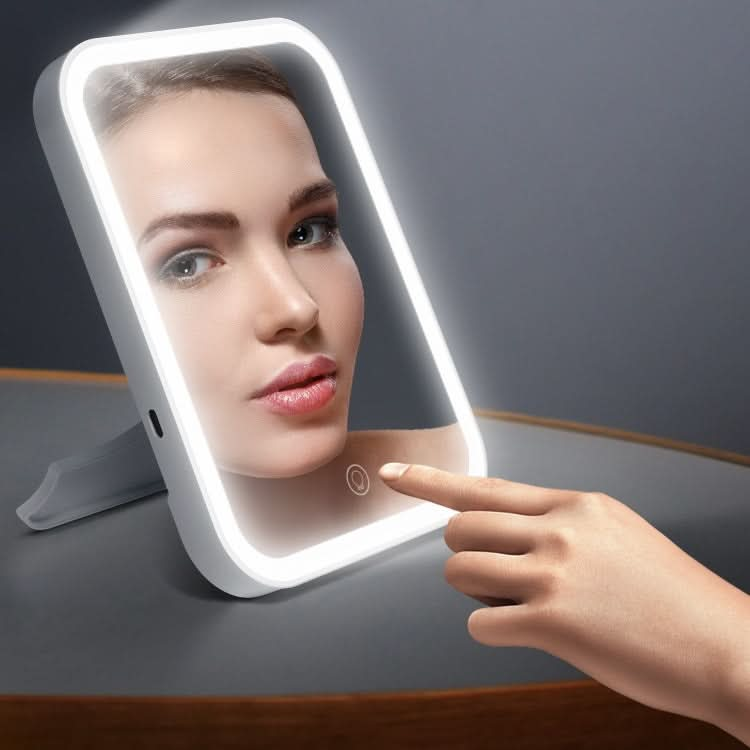 2 PCS LED Makeup Mirror With Lamp Fill Light Dormitory Desktop Dressing Mirror Female Folding Portable Small Mirror,Style:-Reluova