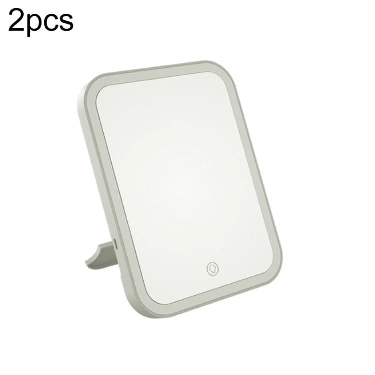 2 PCS LED Makeup Mirror With Lamp Fill Light Dormitory Desktop Dressing Mirror Female Folding Portable Small Mirror,Style:-Reluova