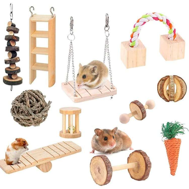 MT0018 Hamster Seesaw Climbing Ladder Gnawing Teeth String Wooden Set Toy - Reluova