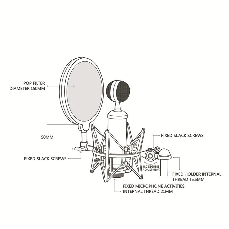 Microphone Shockproof Bracket Condenser Microphone Blowout Cover Set