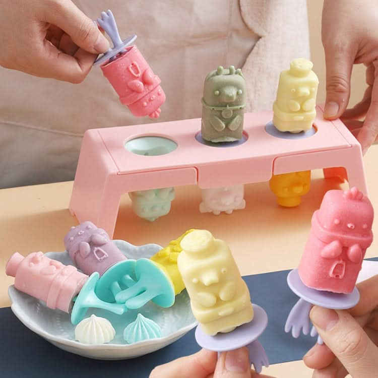 Silicone Cartoon Ice Cream Mold With Cover Easy Demoulding Home-Made Popsicle Mould, Random Color Delivery - Reluova