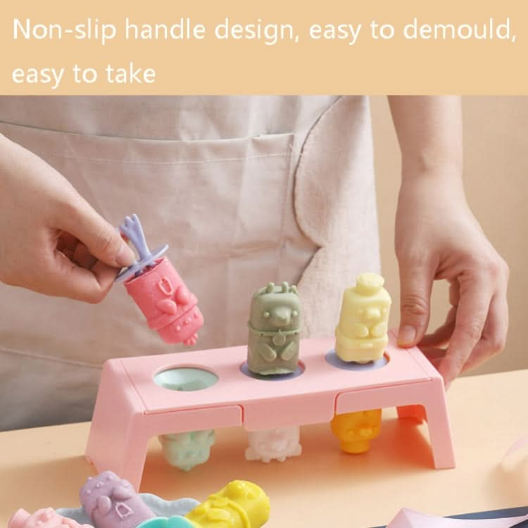 Silicone Cartoon Ice Cream Mold With Cover Easy Demoulding Home-Made Popsicle Mould, Random Color Delivery - Reluova