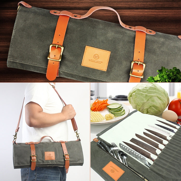 WESSLECO Canvas Roll Chef Knife Storage Bag