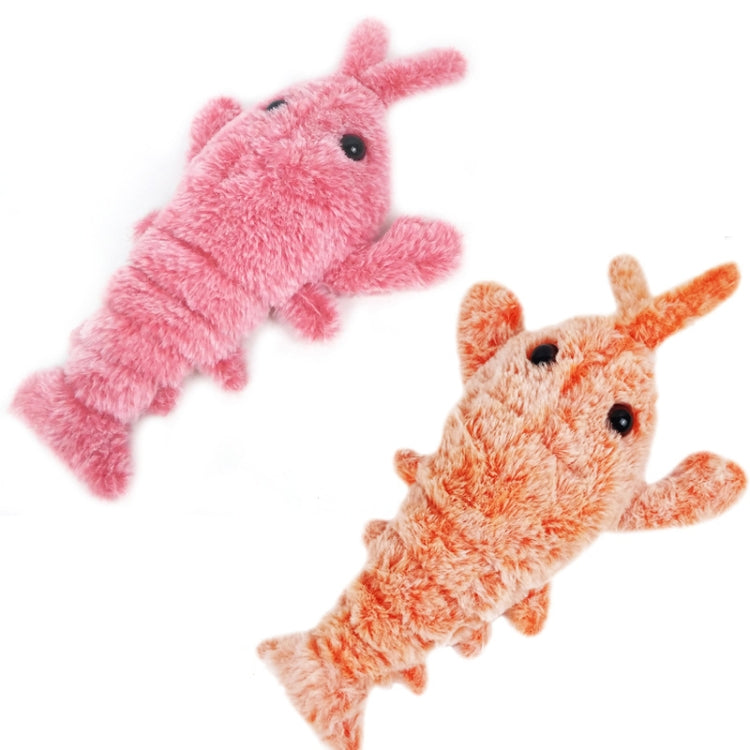 35cm Electric Jumping Shrimp USB Charging Simulation Lobster Funny Cat Plush Toy