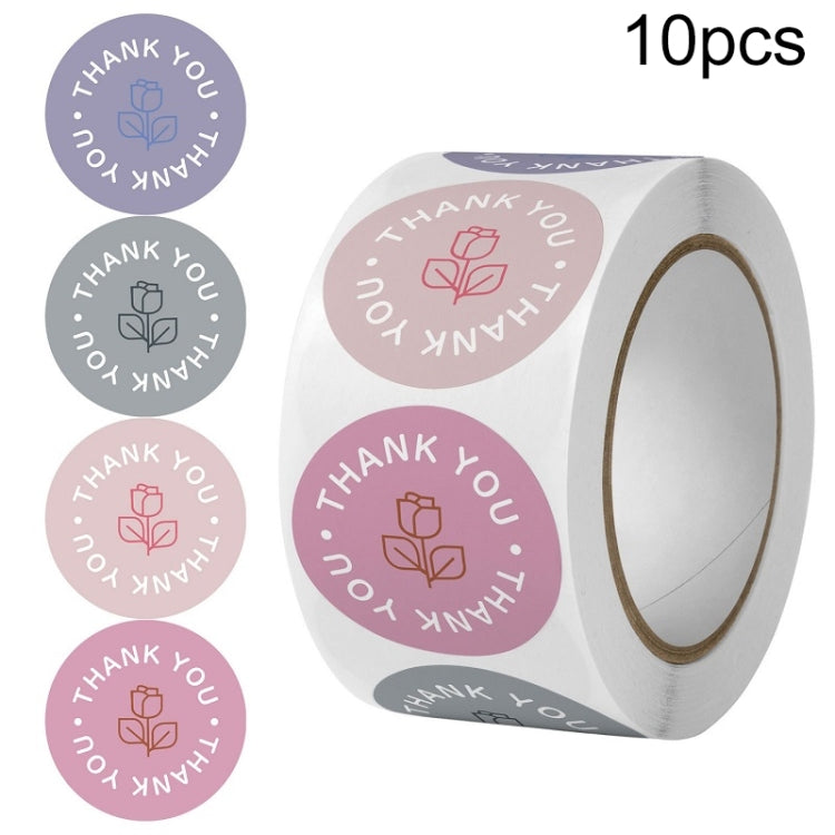 10 PCS Rose Flower Thank You Sticker Gift Box Sealing Sticker