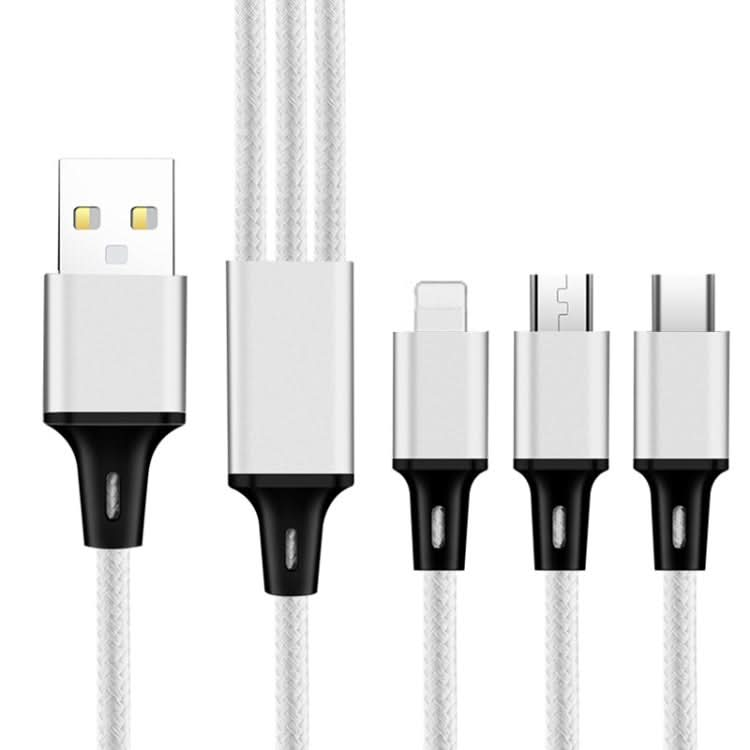 2 PCS ZZ034 USB To 8 Pin + USB-C / Type-C + Micro USB 3 In 1 Fast Charging Cable, Style: