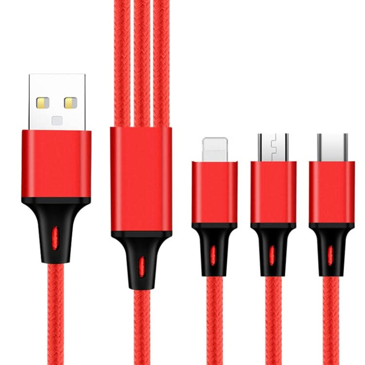 2 PCS ZZ034 USB To 8 Pin + USB-C / Type-C + Micro USB 3 In 1 Fast Charging Cable, Style: