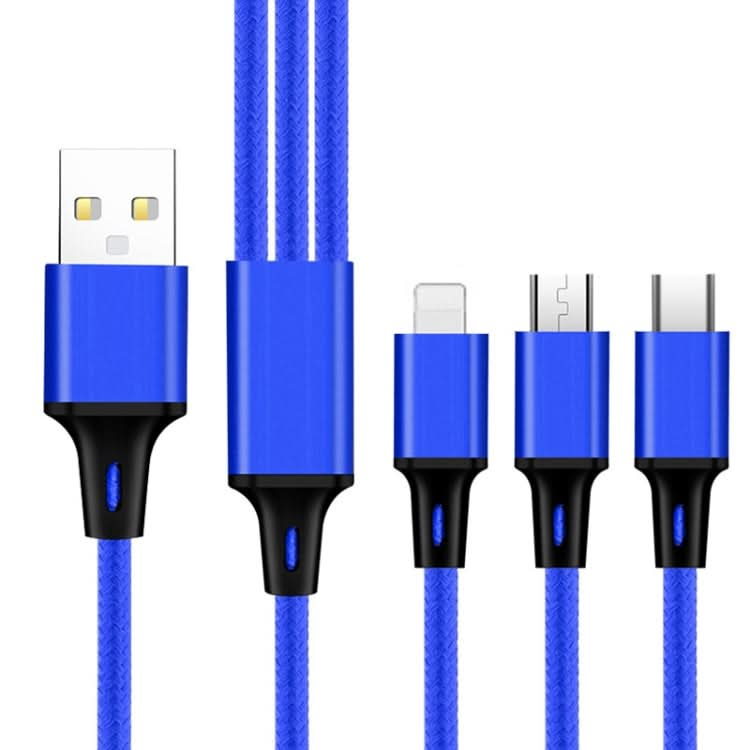 2 PCS ZZ034 USB To 8 Pin + USB-C / Type-C + Micro USB 3 In 1 Fast Charging Cable, Style: