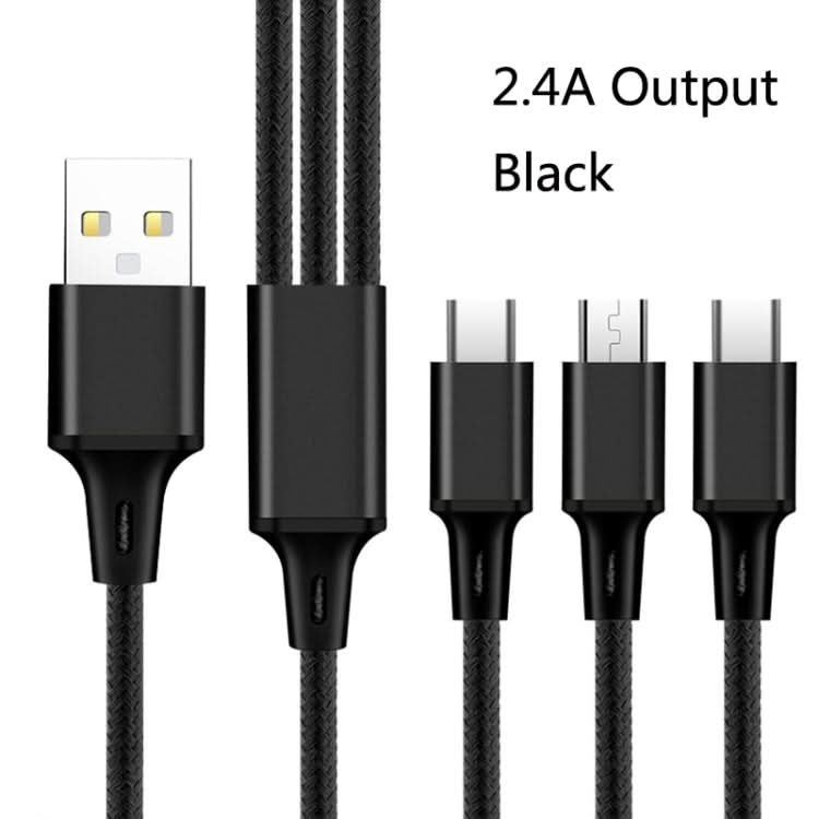 2 PCS ZZ034 USB To 8 Pin + USB-C / Type-C + Micro USB 3 In 1 Fast Charging Cable, Style: