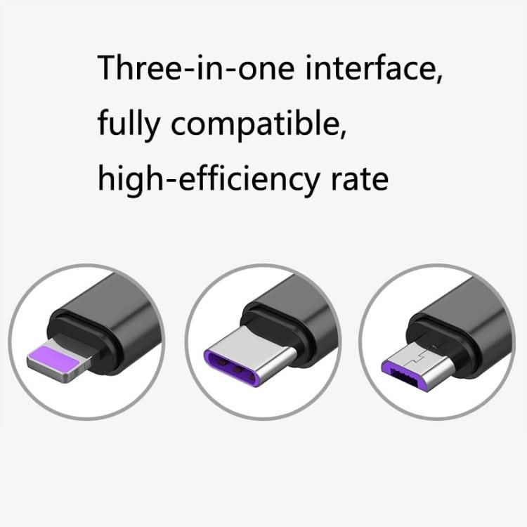 2 PCS ZZ034 USB To 8 Pin + USB-C / Type-C + Micro USB 3 In 1 Fast Charging Cable, Style: