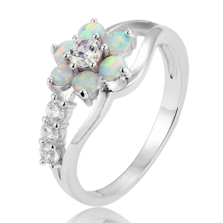 925 Silver Women Opal Flower Ring Jewelry-Reluova