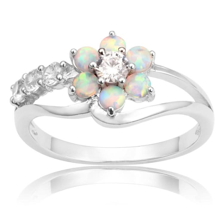 925 Silver Women Opal Flower Ring Jewelry-Reluova