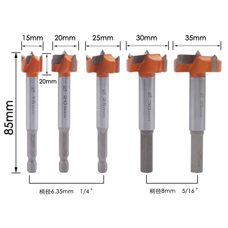 5 PCS / Set Woodworking Hole Opener Hinge Stone Cream Board Wood Take-Hole Door Window With Collar Woodworking Flat Drill Bit-Reluova